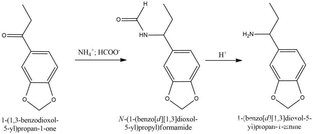 1-(1,3-benzodioxol-5-yl)propan-1-one in the Leuckart-Wallach reaction
