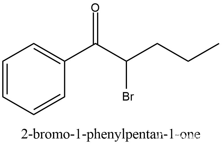 Structural formula of 2-bromo-1-phenylpentan-1-one