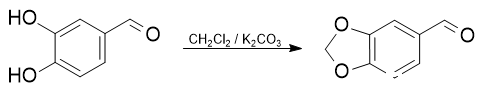 Synthesis piperonal from 3,4-dihydroxybenzaldehyde