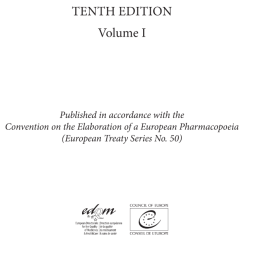 EUROPEAN PHARMACOPOEIA. 10th ed. Vol 1. 2019